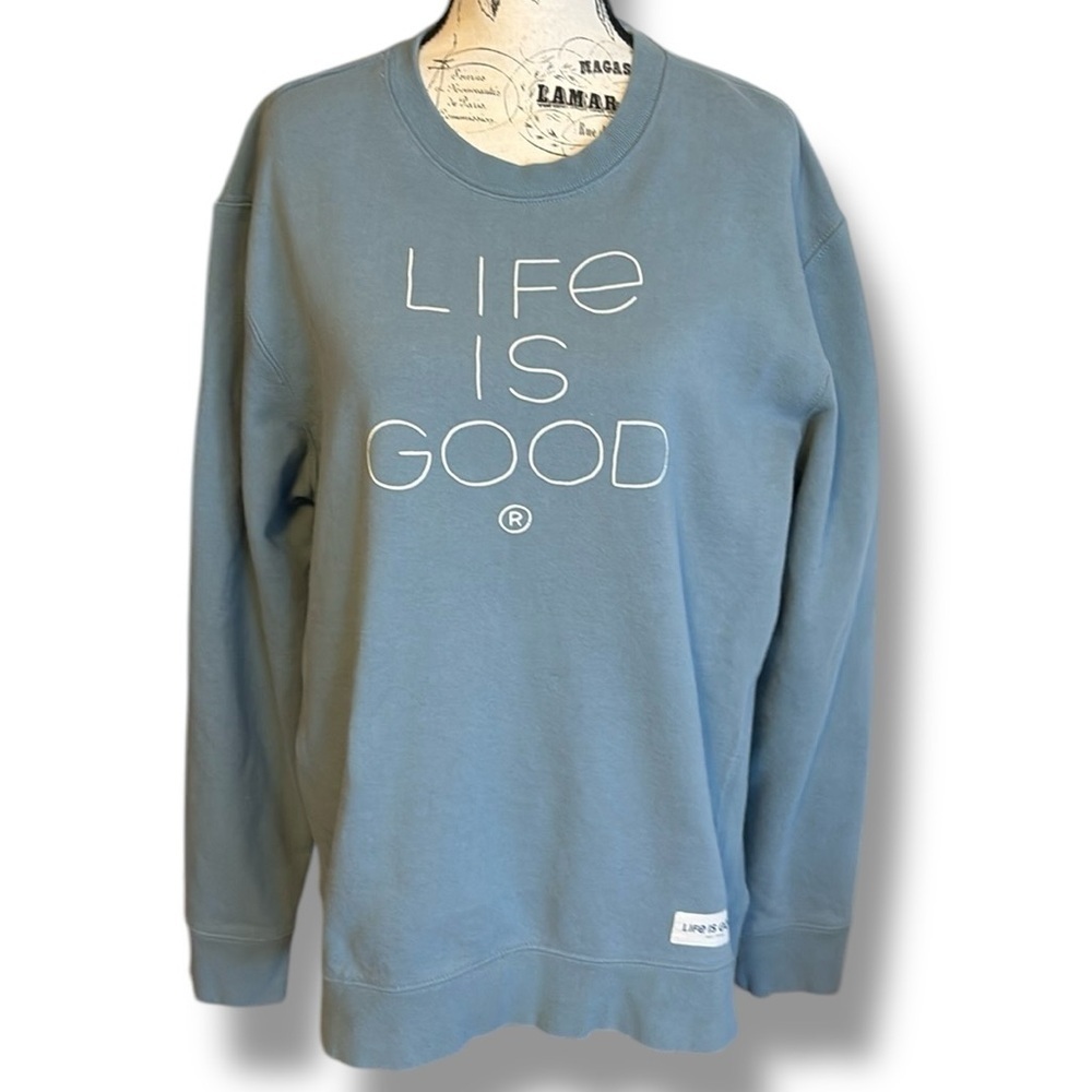 Life Is Good Men’s Sweatshirt Crew Neck Dusty Blue Size L - Picture 7 of 7